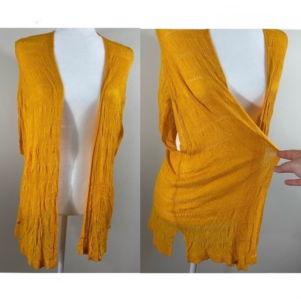 TORRID Golden Yellow Pointelle Open Front Lightweight Cardigan Size M/L